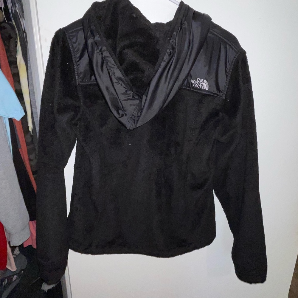 North Face Fuzzy Hooded Zip Up women’s Jacket with Pockets // Size Small